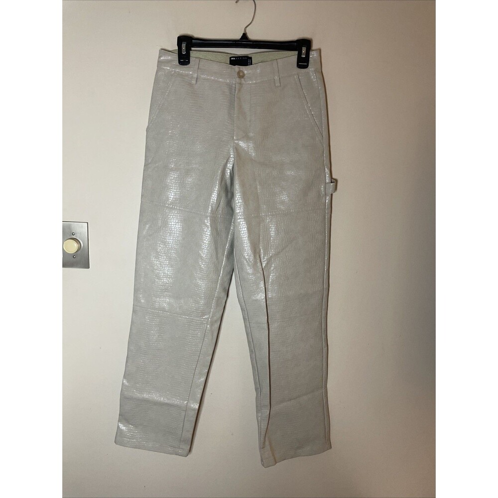 ASOS Design Faux Leather Pants Women’s Reptile Pattern Lt Gray Oversized 30 X 30